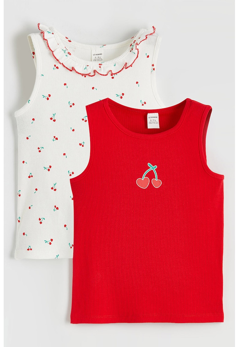 Set de top-uri slim fit - 2 piese - Rosu/Alb