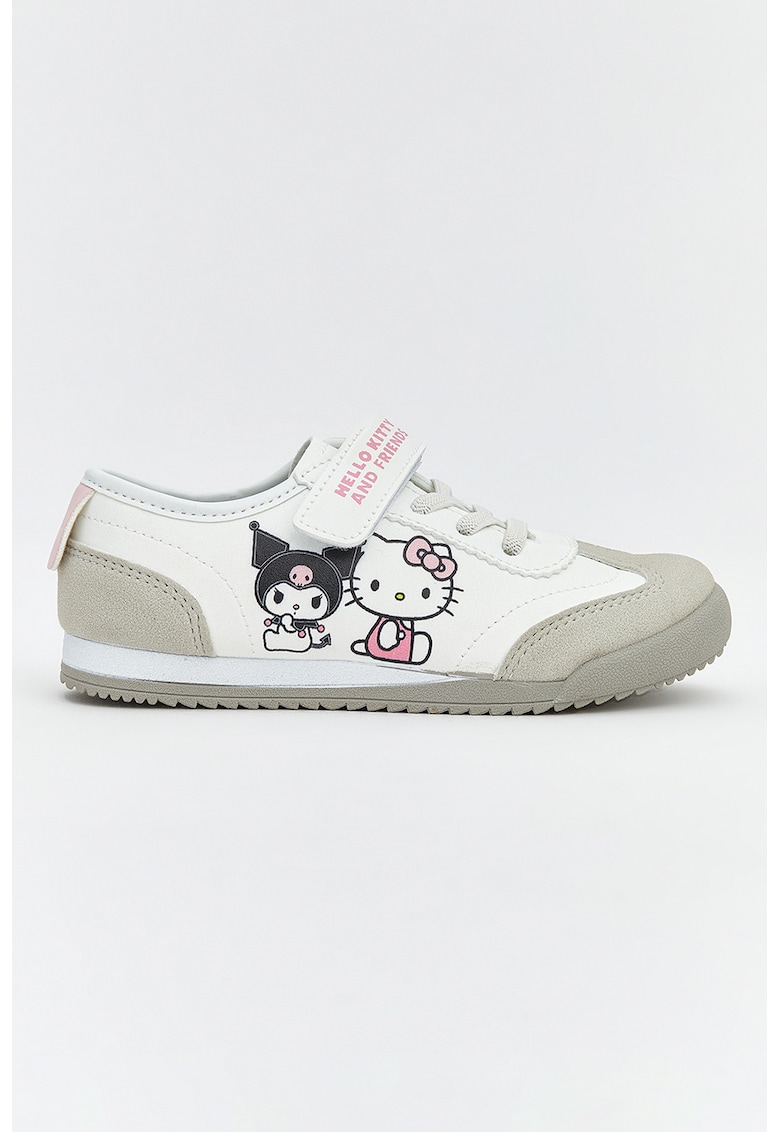 Pantofi sport low-cut cu imprimeu Hello Kitty - Alb/Negru/Gri deschis