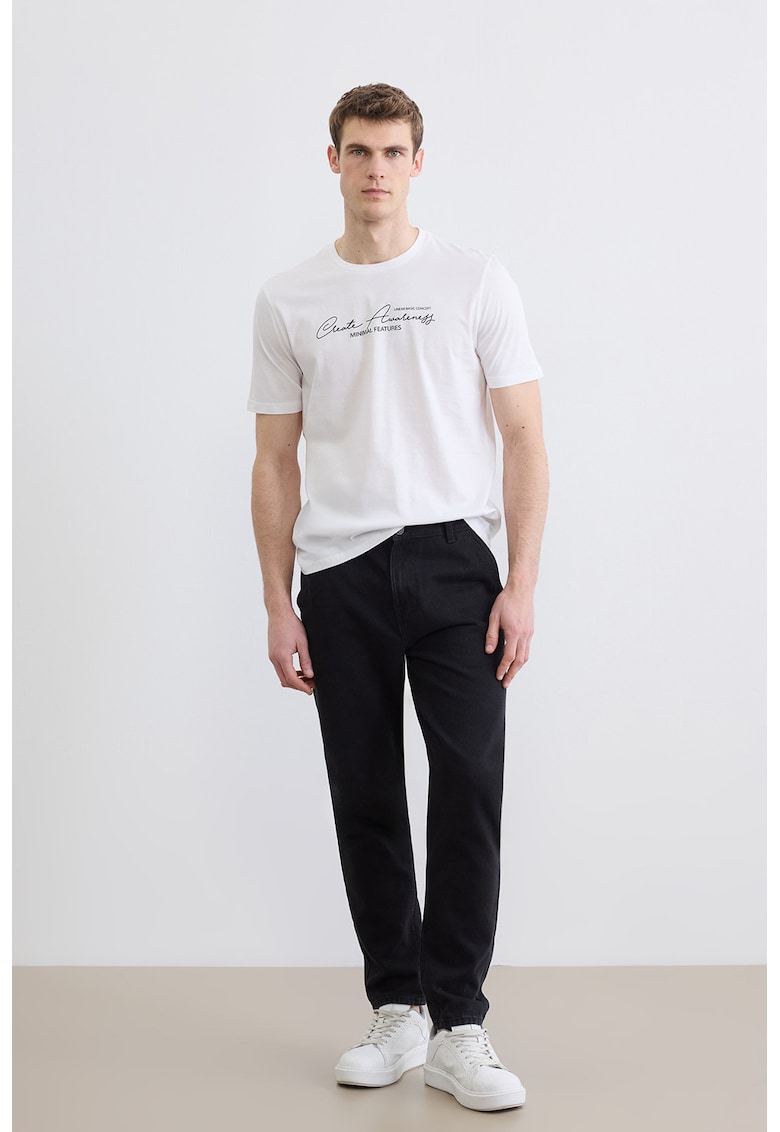 Tricou regular fit cu imprimeu - Negru/Alb optic