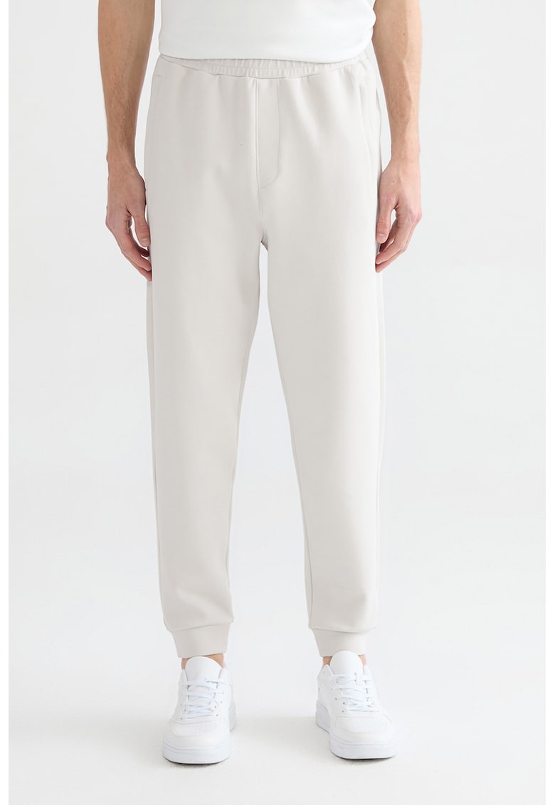 Pantaloni regular fit de trening - Alb murdar