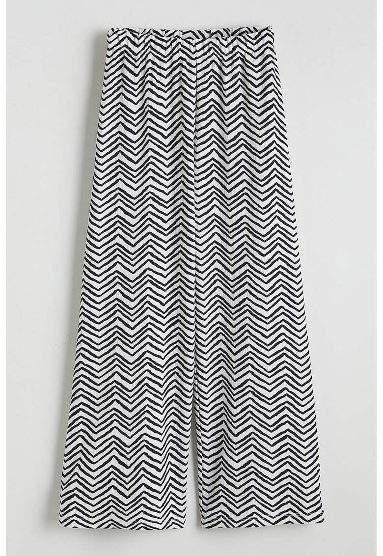 Pantaloni relaxed fit cu dungi - Alb/Negru