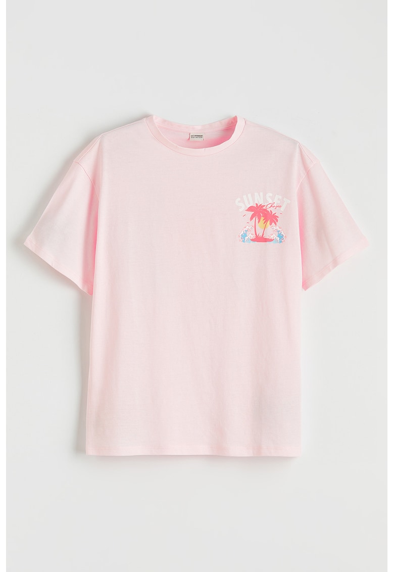 Tricou regular fit cu imprimeu grafic - Roz pastel