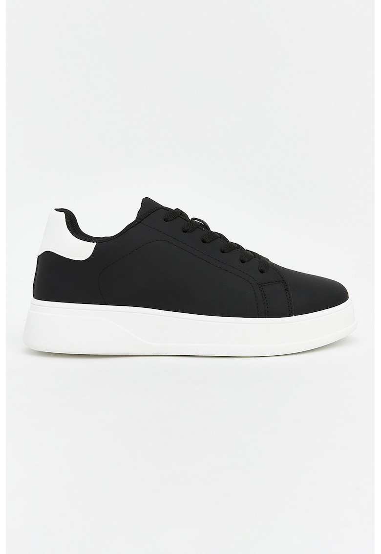 Pantofi sport low-cut din piele ecologica - Negru