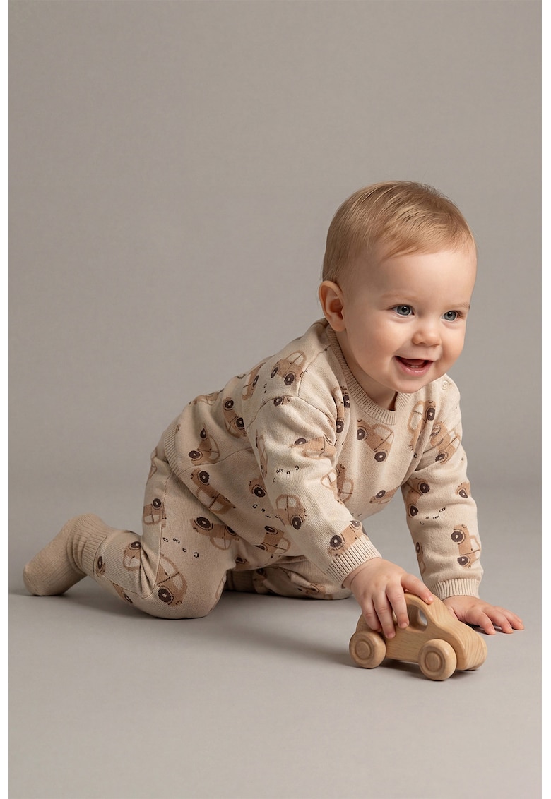 Pijama cu model masini - Maro deschis/Bej deschis