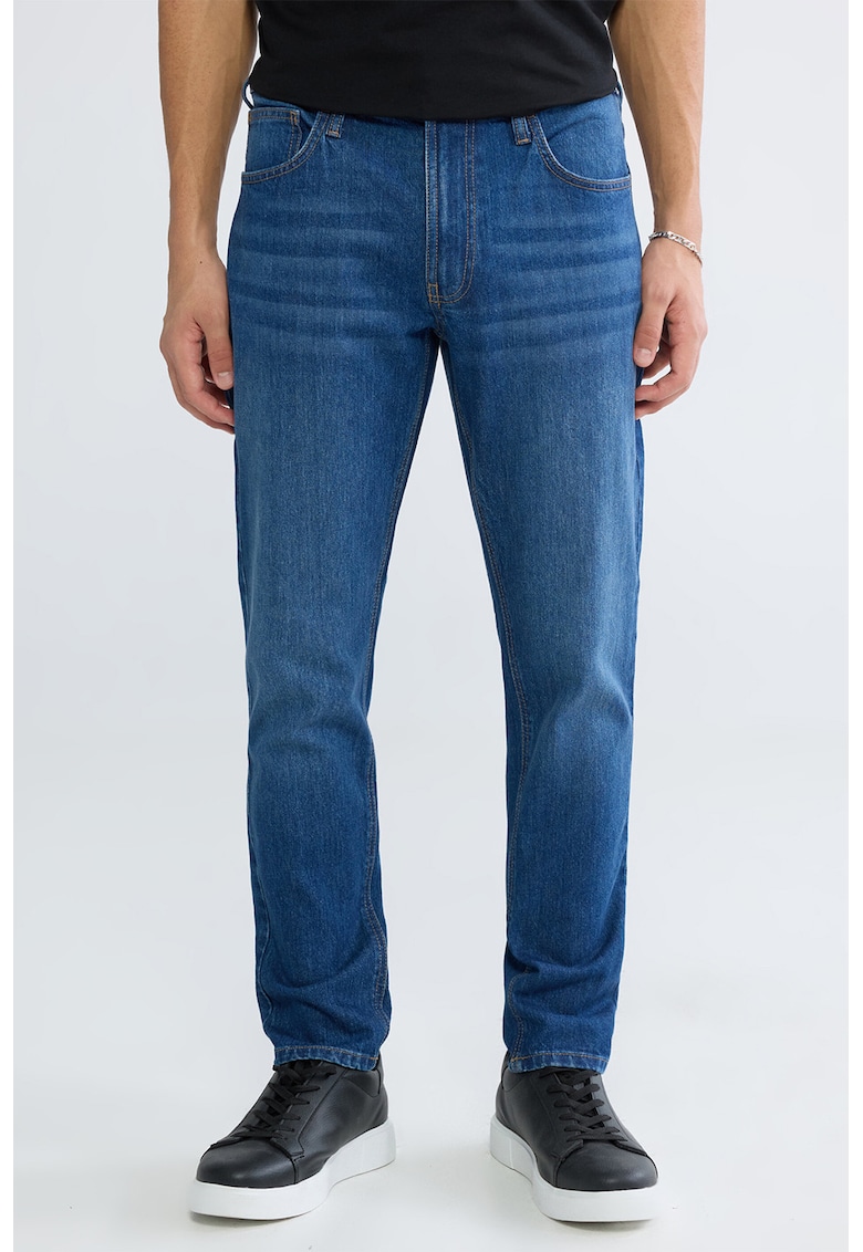 Blugi slim-fit cu talie medie - Albastru