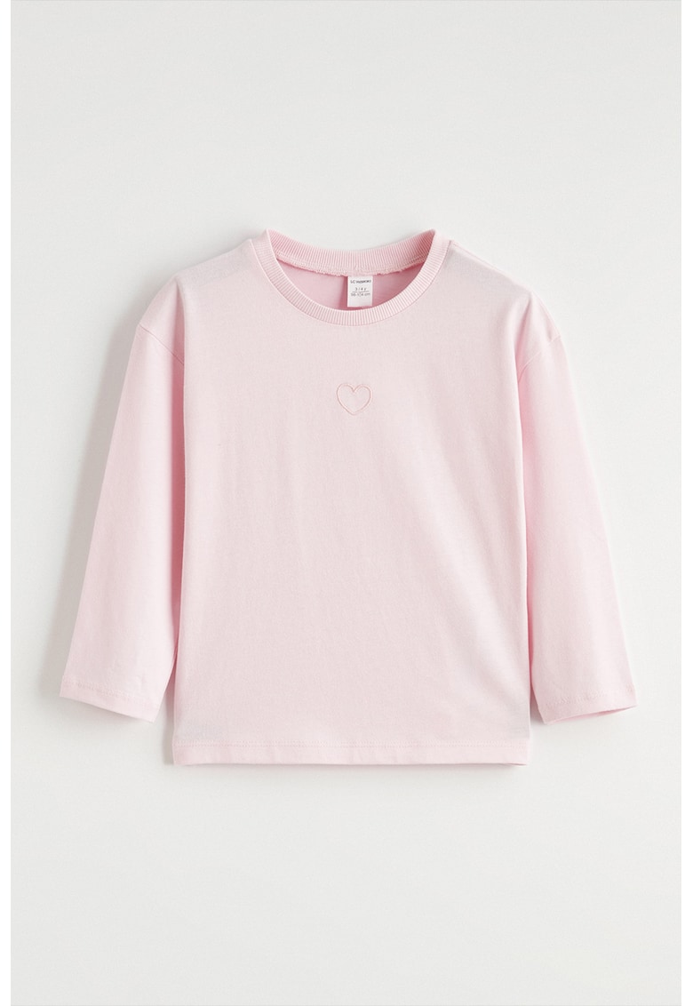 Bluza de trening din bumbac cu model uni - Roz pastel