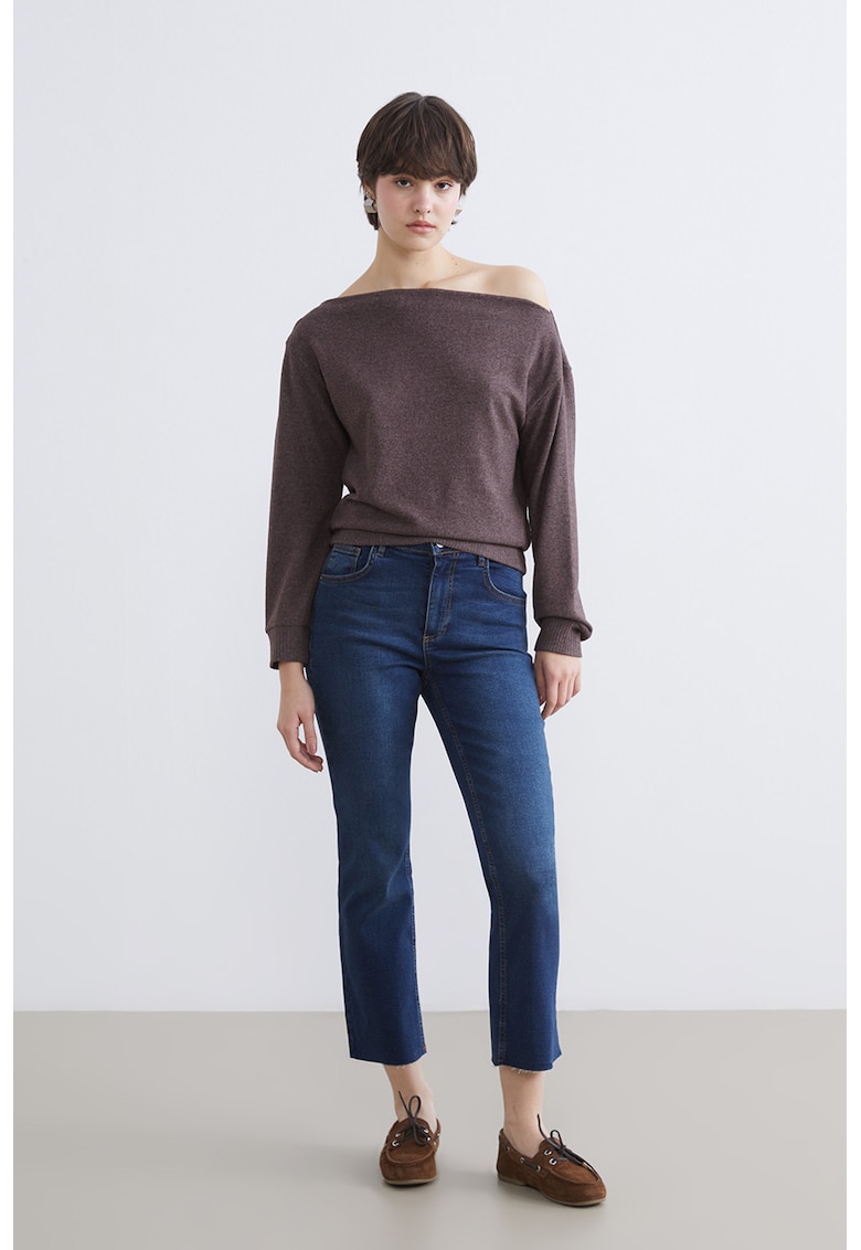 Bluza cu decolteu pe un umar - Maro cognac