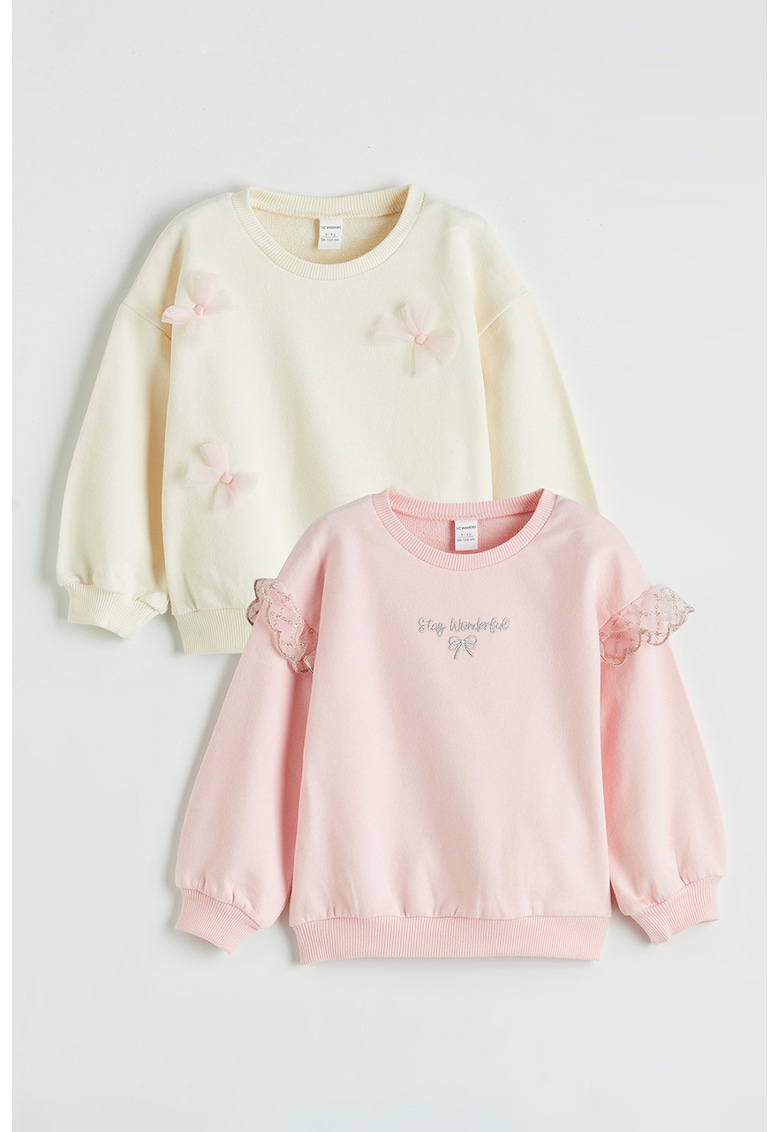 Set de bluze de trening lejere - 2 piese - Roz pastel/Crem