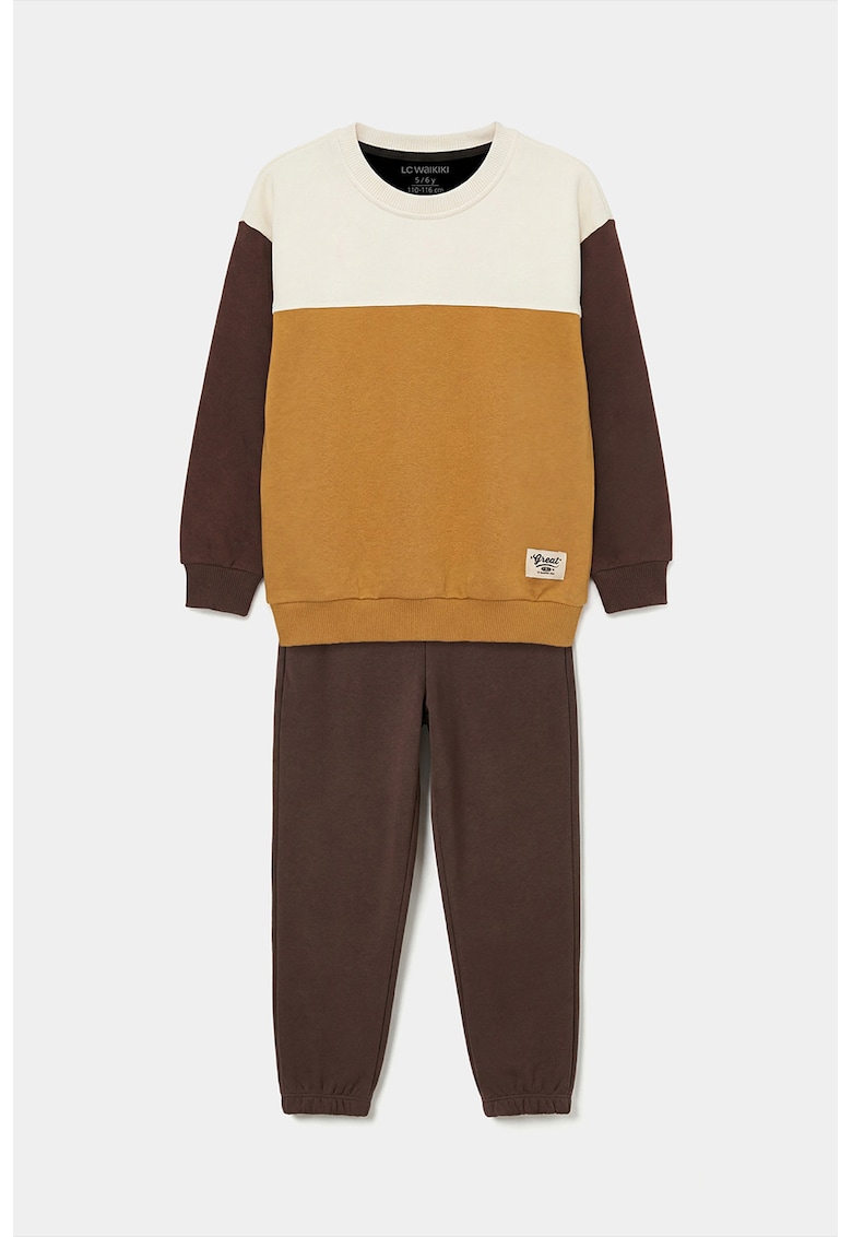 Trening cu model colorblock - Maro inchis/Maro scortisoara/Bej deschis