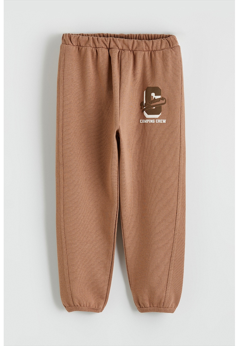 Pantaloni de trening din bumbac cu imprimeu - Maro inchis/Maro deschis/Alb murdar