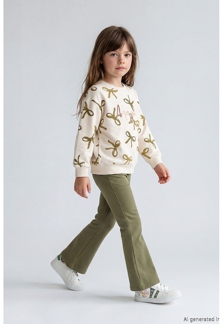 Set de bluza si pantaloni de trening - Kaki inchis/Alb murdar
