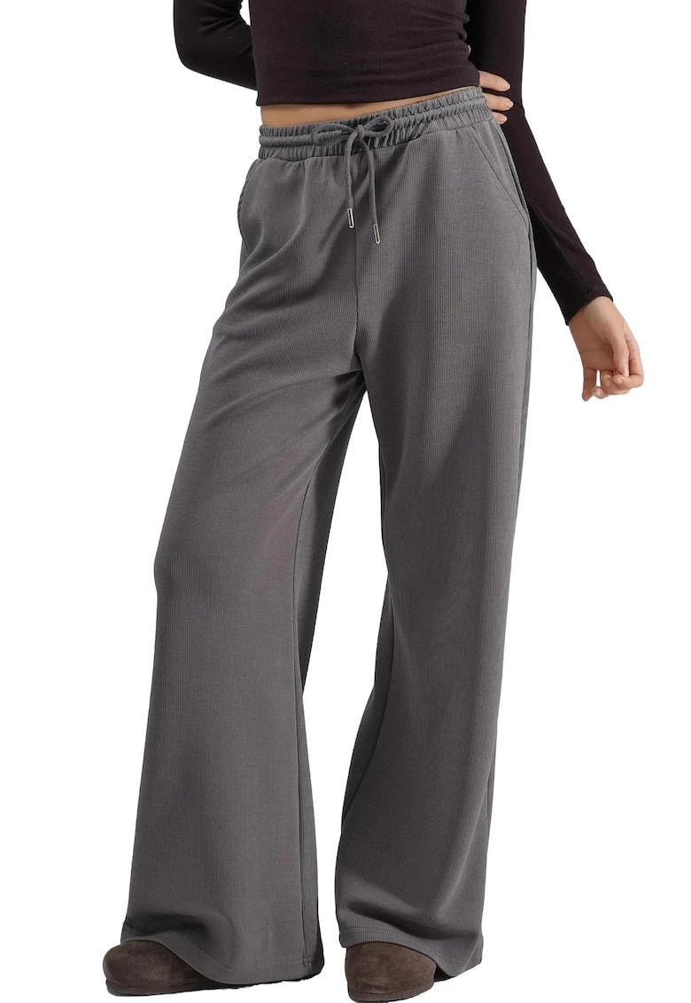 Pantaloni dama - Gri inchis - Textil