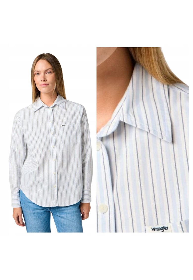 Camasa Dama - 1 Pkt Shirt - Regular Fit - Design Clasic - Cu Dungi - Maneci Lungi - Cu Nasturi - Bumbac - M INTL - Multicolor