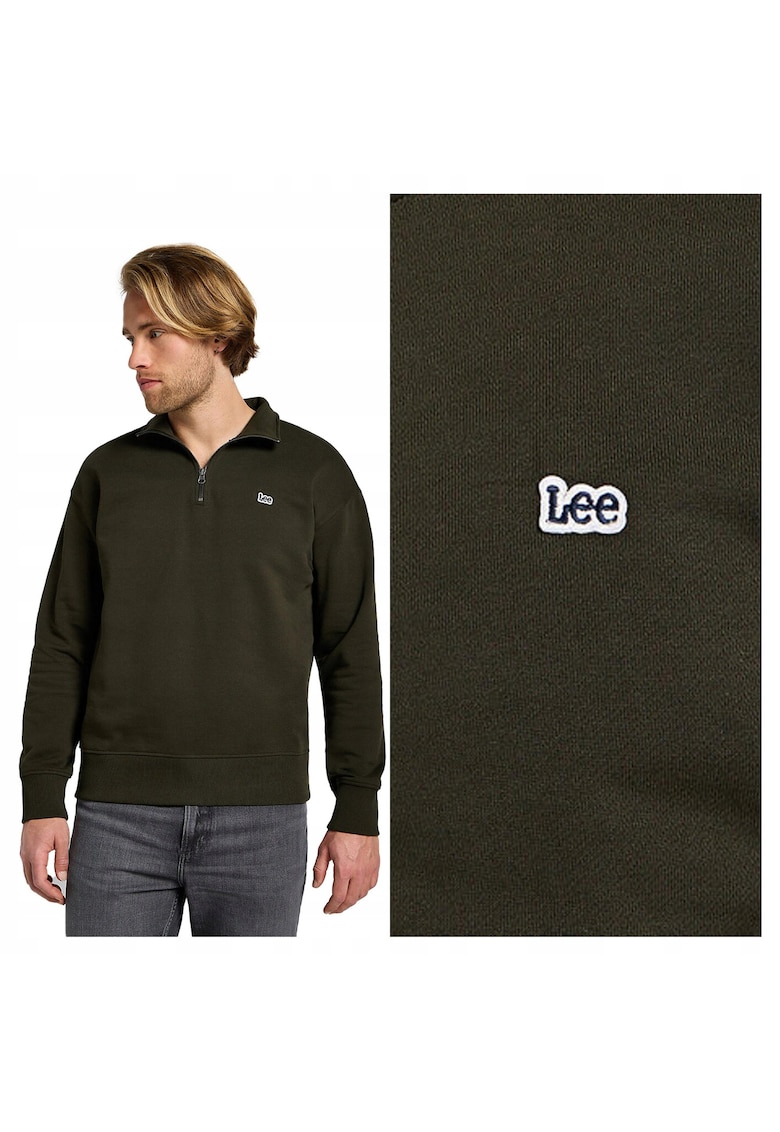 Hanorac Barbati - Half Zip Sws - Regular Fit - Z zamkiem błyskawicznym - Fara Buzunare - Maneci Lungi - Bumbac - Cu Fermoar - 2XL INTL - Verde