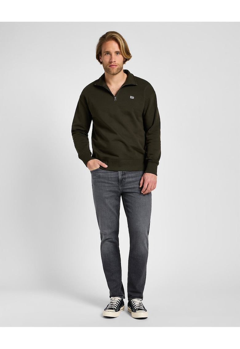 Hanorac Barbati - Half Zip Sws - Regular Fit - Design Clasic - Cu Logo - Maneci Lungi - Guler Inalt - Bumbac - S INTL - Verde