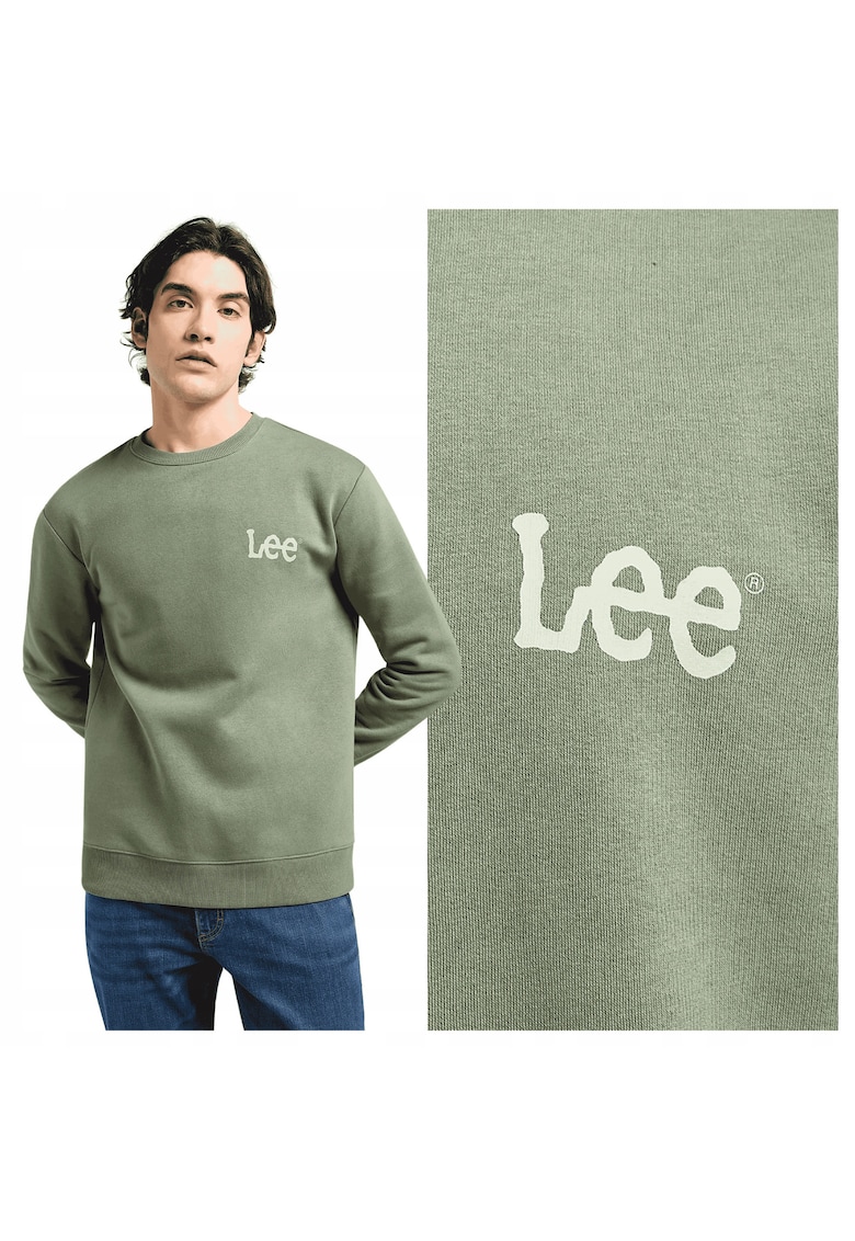 Hanorac Barbati - Wobbly Lee SWS - Regular Fit - Design Clasic - Cu Logo - Maneci Lungi - Fara Gluga - Bumbac - Verde - Verde