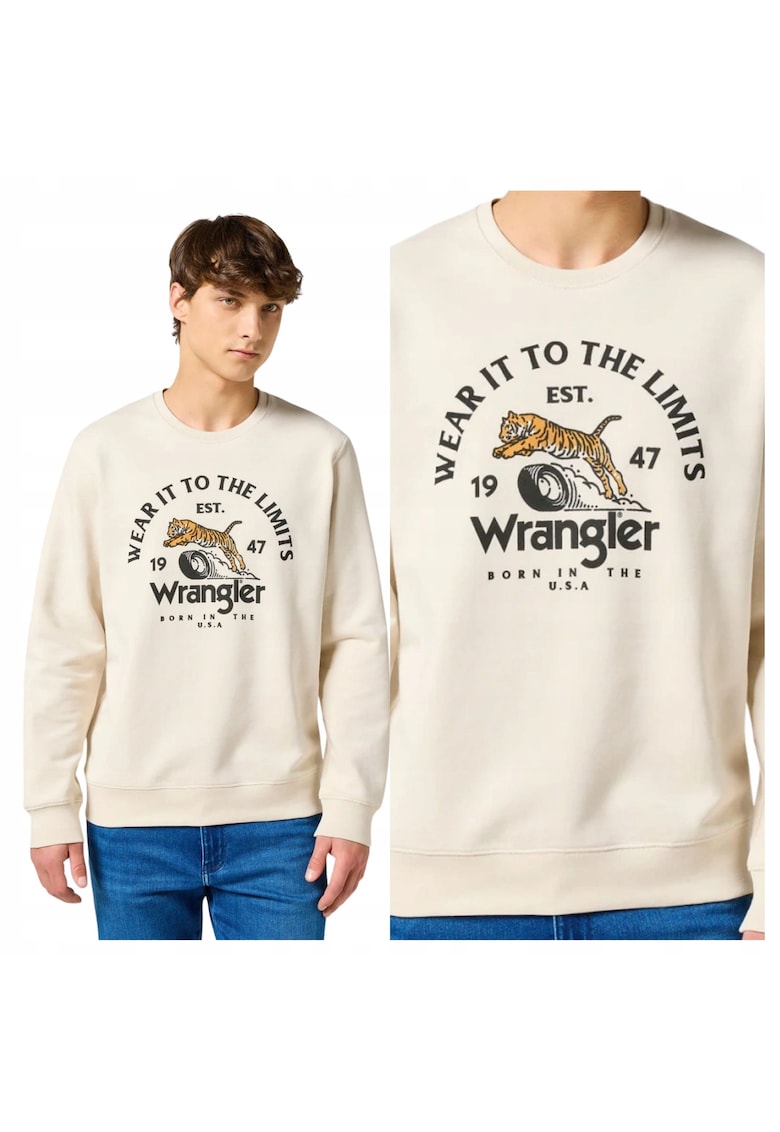 Hanorac Barbati - Crewneck Sweatshirt - Regular Fit - Design Clasic - Cu Logo - Maneci Lungi - Fara Gluga - Bumbac - M INTL - Alb