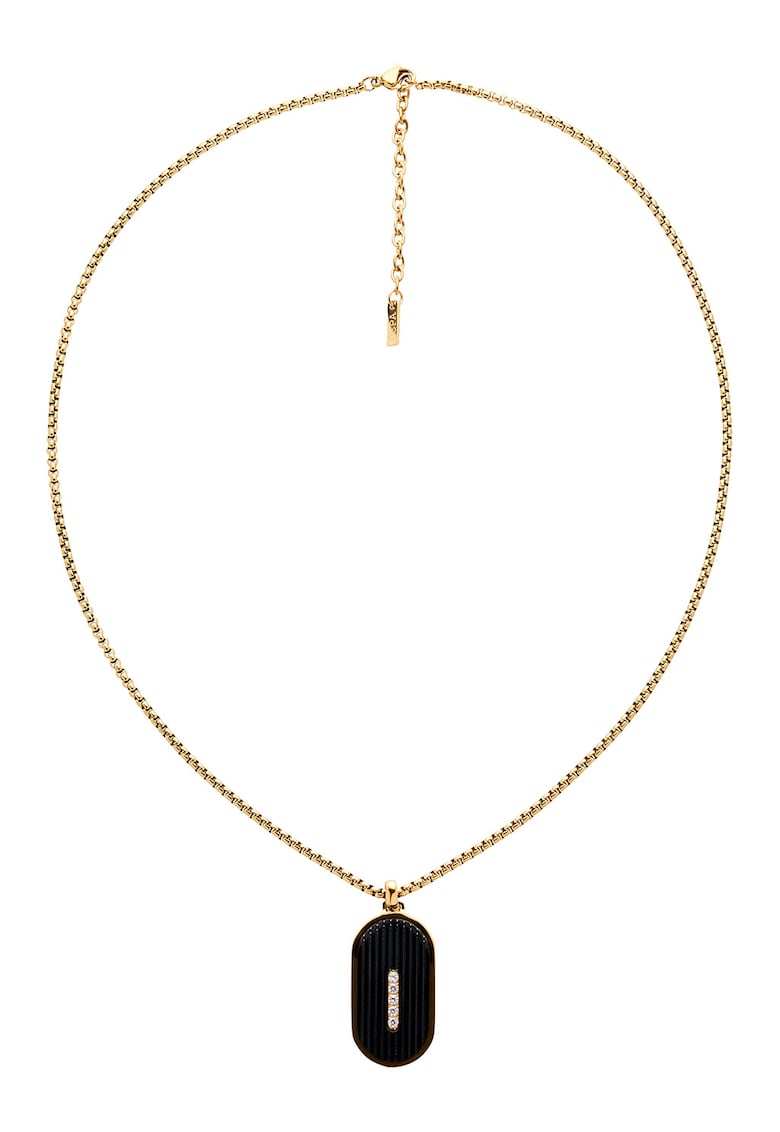Colier cu pandantiv din otel inoxidabil - Auriu/Negru