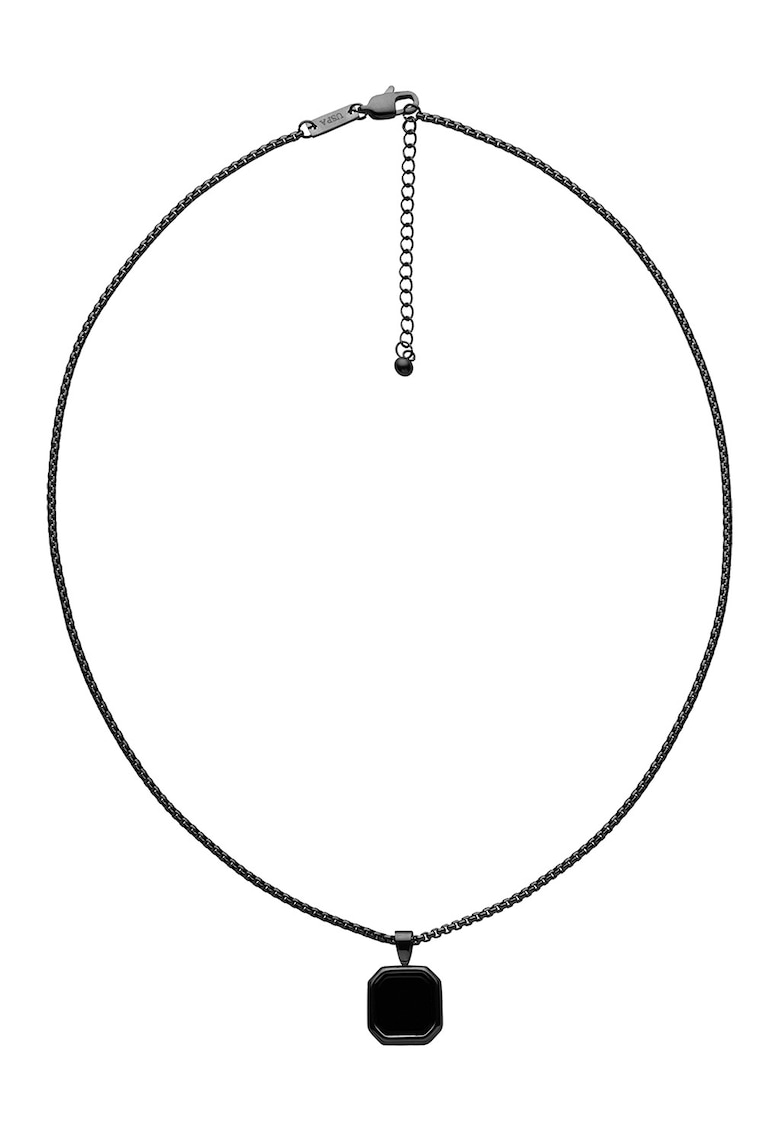 Colier din otel inoxidabil cu pandantiv - Negru/Argintiu