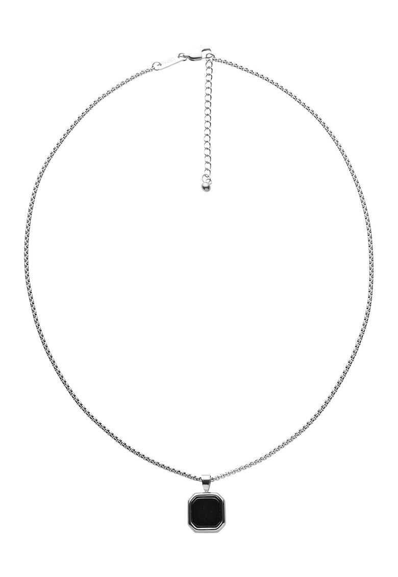 Colier din otel inoxidabil cu pandantiv - Negru/Argintiu