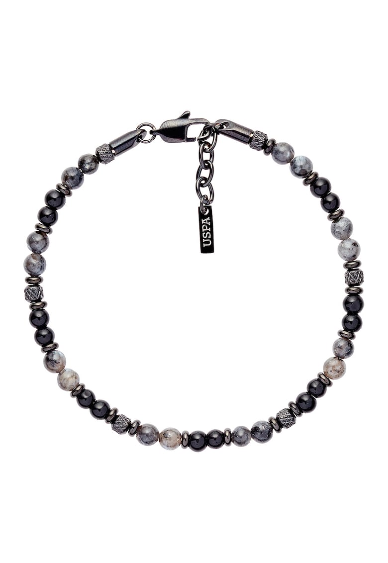 Bratara ajustabila cu pietre semipretioase - Negru/Gri