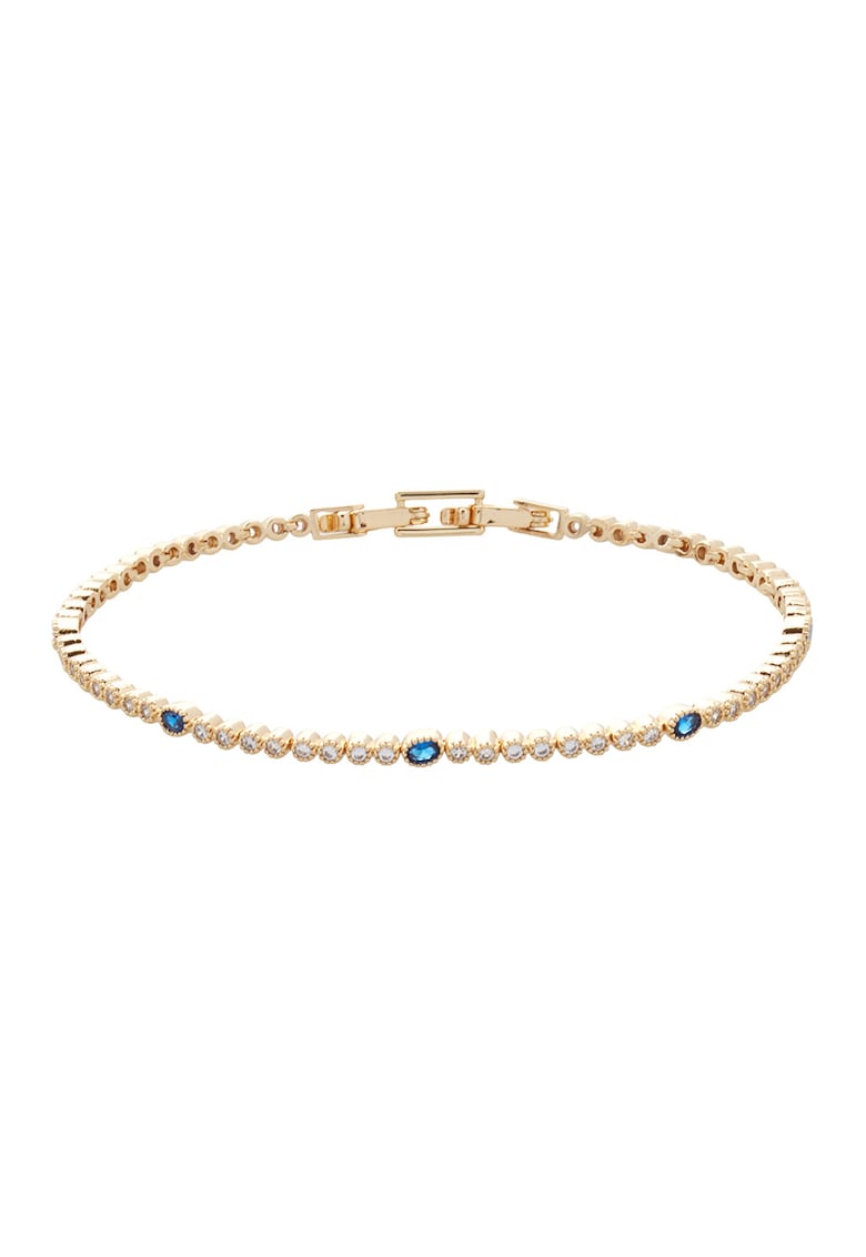 Bratara cu cristale alb si albastre Tennis - Auriu - Auriu/Albastru