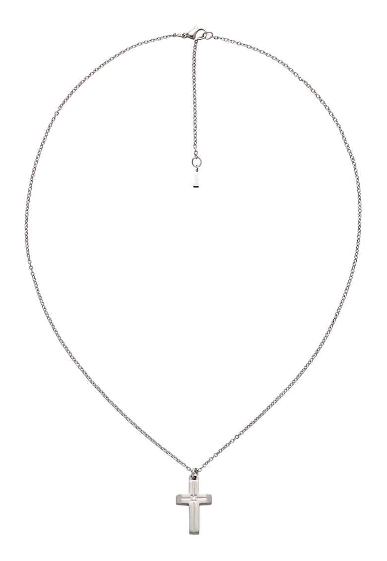 Colier din otel inoxidabil cu cristal - Argintiu