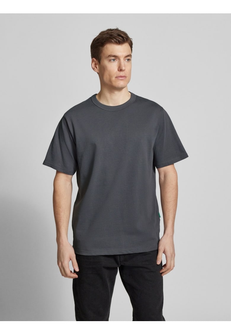Tricou regular fit din bumbac - Gri inchis