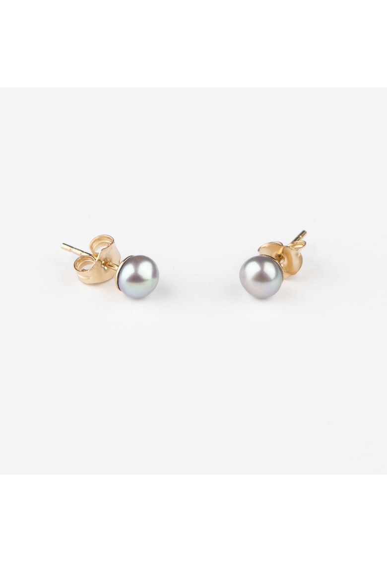 Cercei din aur filat 14K cu perle naturale gri 4 mm - Tiny