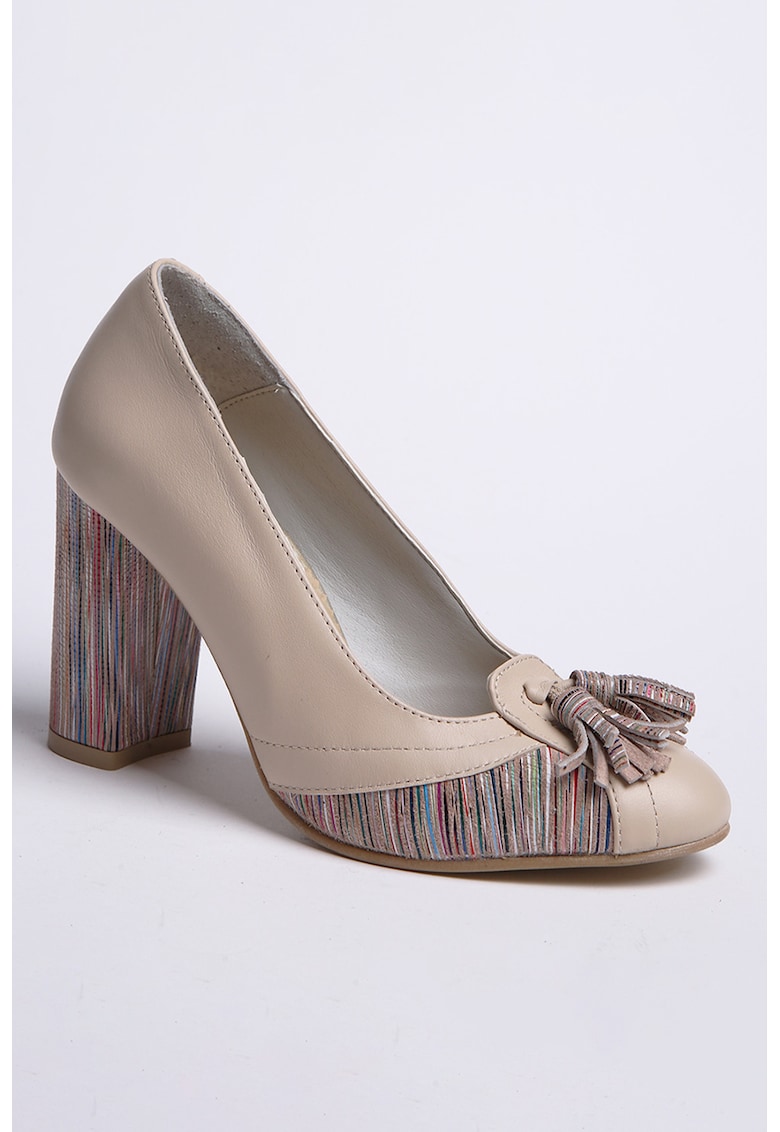 Pantofi cu toc si canafi - Maro taupe deschis