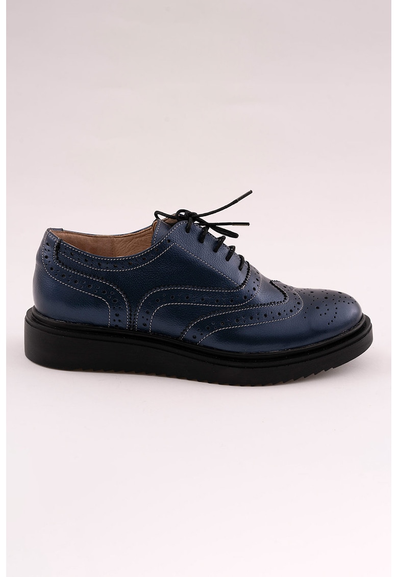 Pantofi derby cu decupaje decorative - Bleumarin