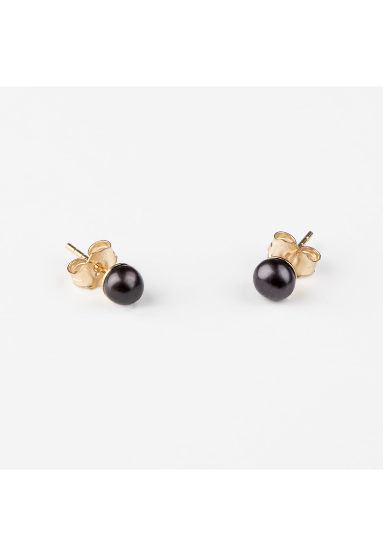 Cercei din aur filat 14K cu perle naturale negre 4 mm - Tiny
