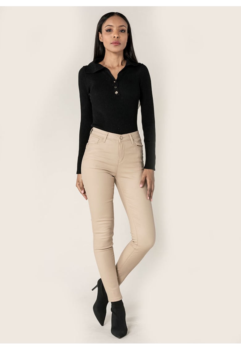 Pantaloni skinny din piele ecologica Bej LC001-2 M9 19618