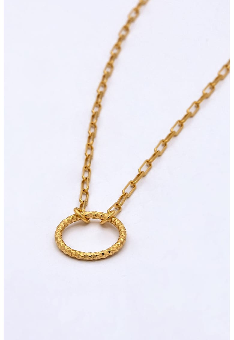 Colier din argint veritabil 925 cu pandantiv rotund - Auriu