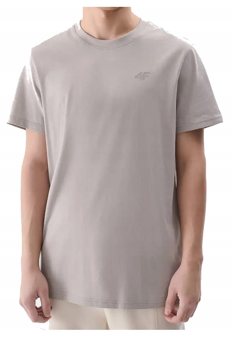 Tricou din bumbac cu decolteu la baza gatului -