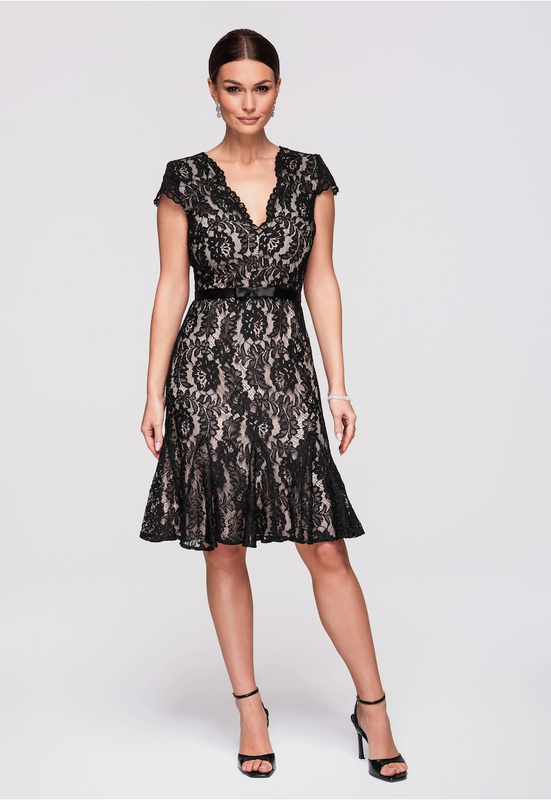Rochie de seara midi LA-OM-DLR294 - Negru