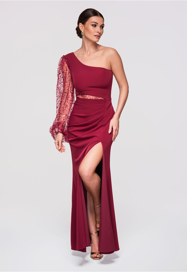 Rochie de seara asimetrica maxi LA-OM-DLR261 - Bordeaux