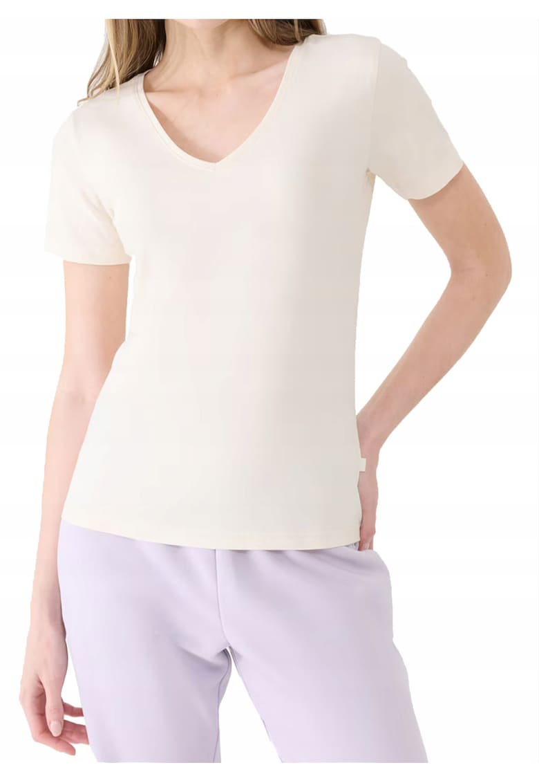 Tricou din bumbac cu decolteu in V -