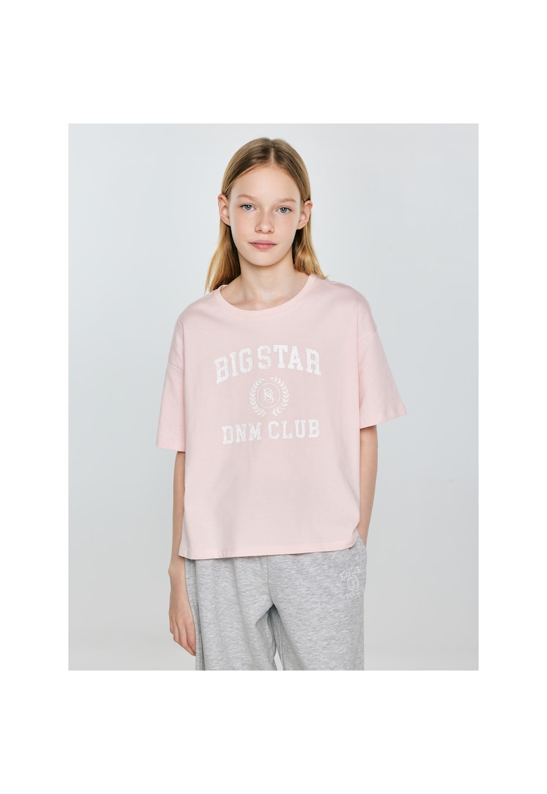 Tricou crop cu imprimeu text