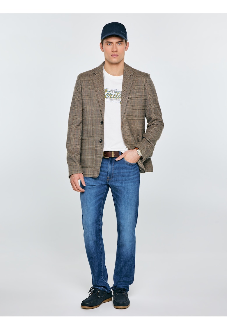 Sacou cu model in carouri din amestec de lana