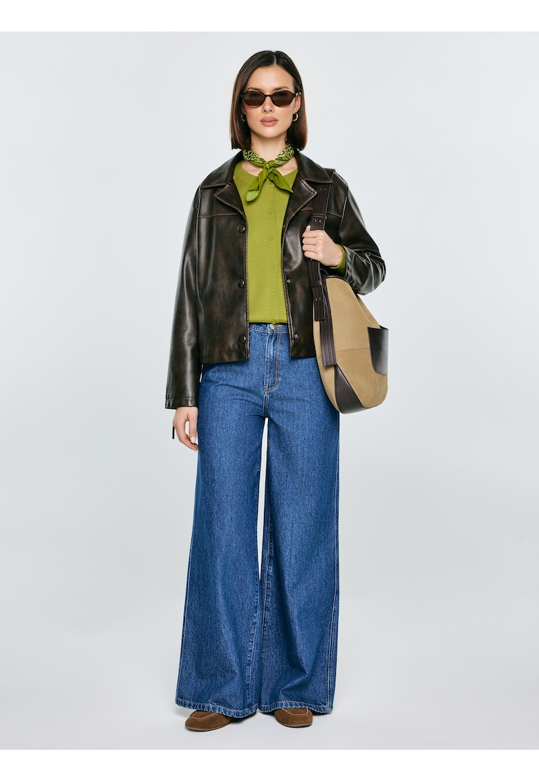 Jacheta din piele ecologica cu guler clasic