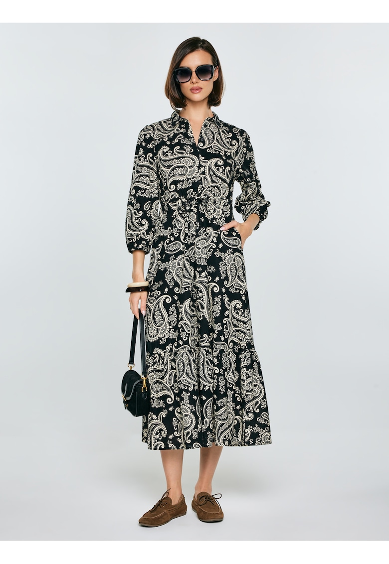 Rochie cu model paisley si nasturi