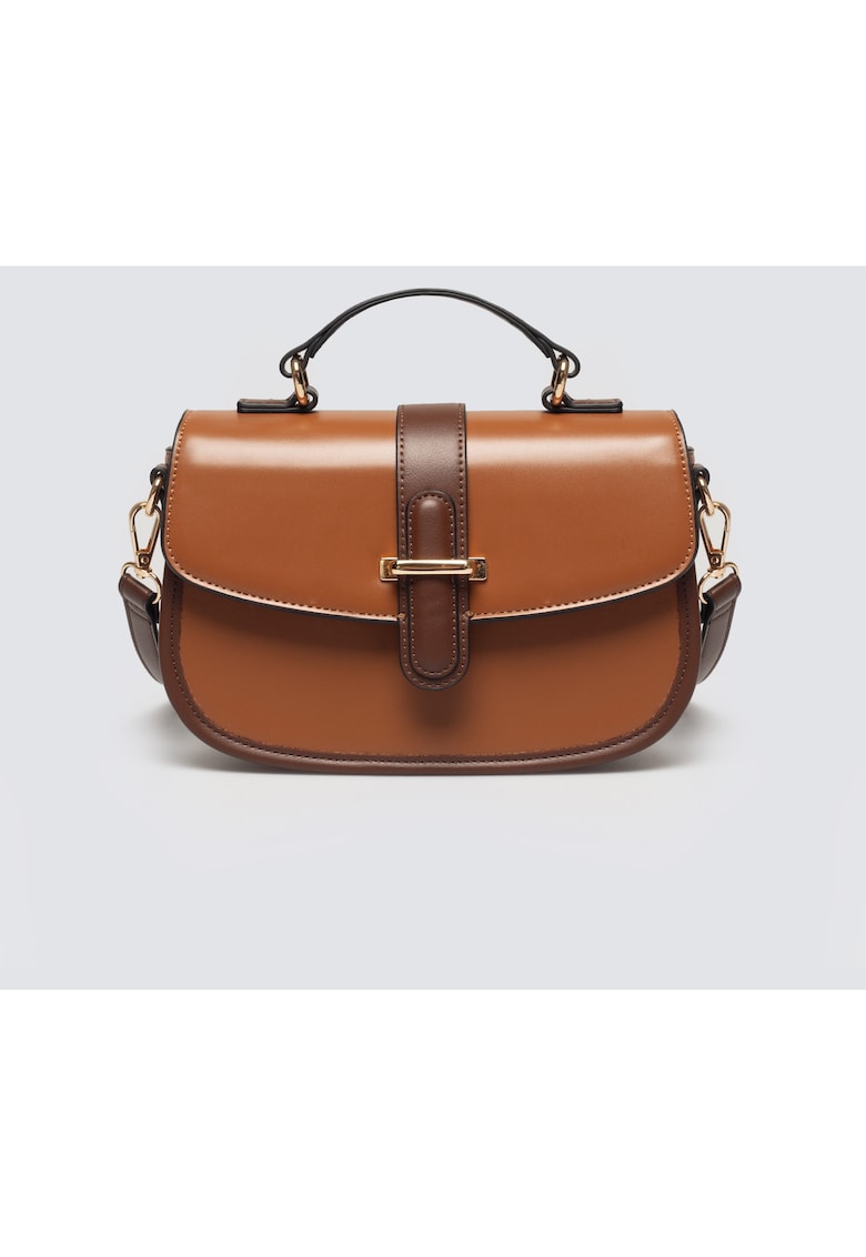 Geanta crossbody din piele ecologica Zahradi - Maro/Coniac