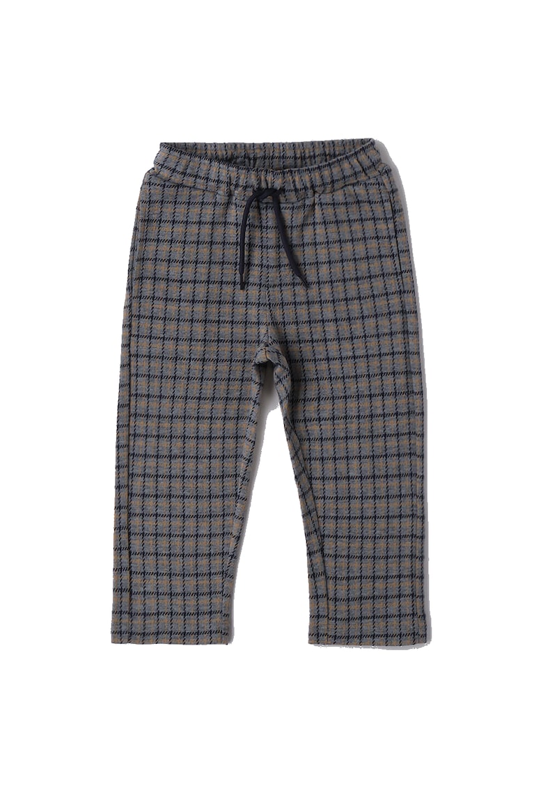 Pantaloni baieti iDO din jacquard model in carouri talie elastica cu snur si reglaj interior croiala relaxed fit