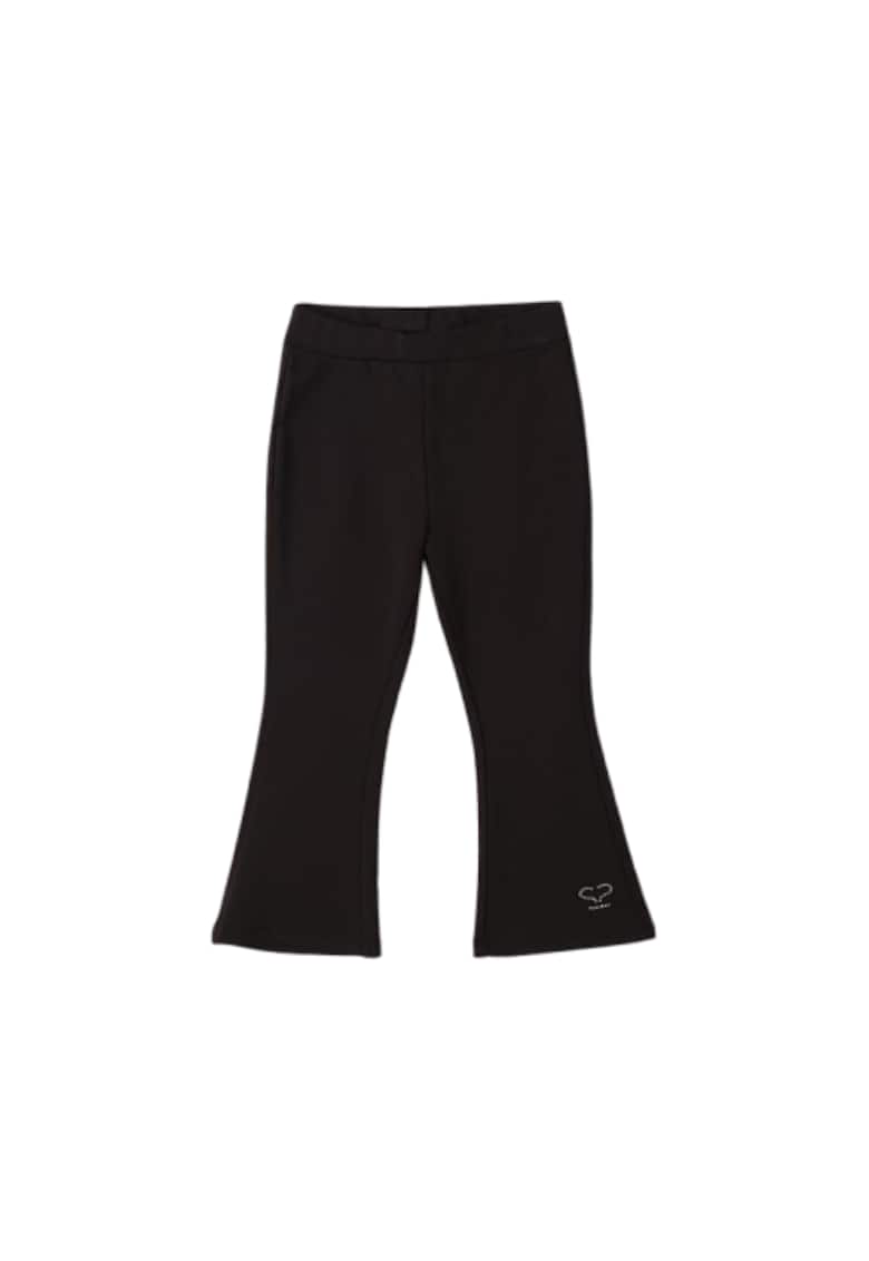 Colanti fete din fleece elastic de iarna cu interior periat croiala evazata - Roz pudrat