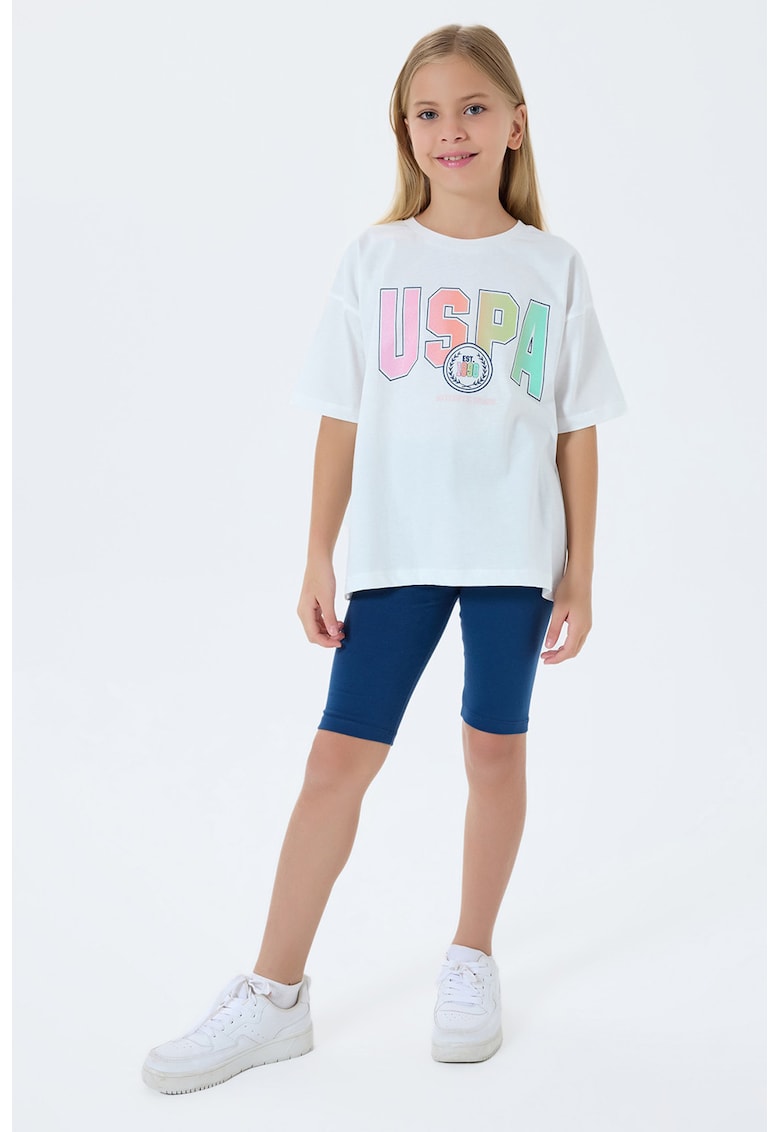 Trening cu imprimeu logo - Alb/Roz pastel/Bleumarin