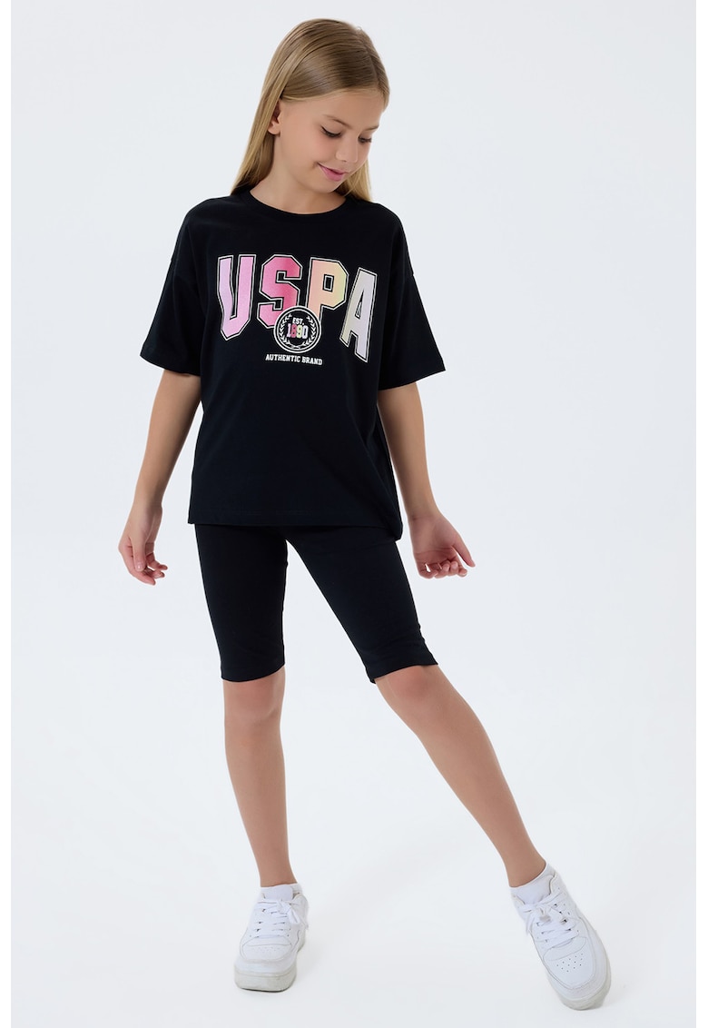 Trening cu imprimeu logo - Negru/Roz pastel