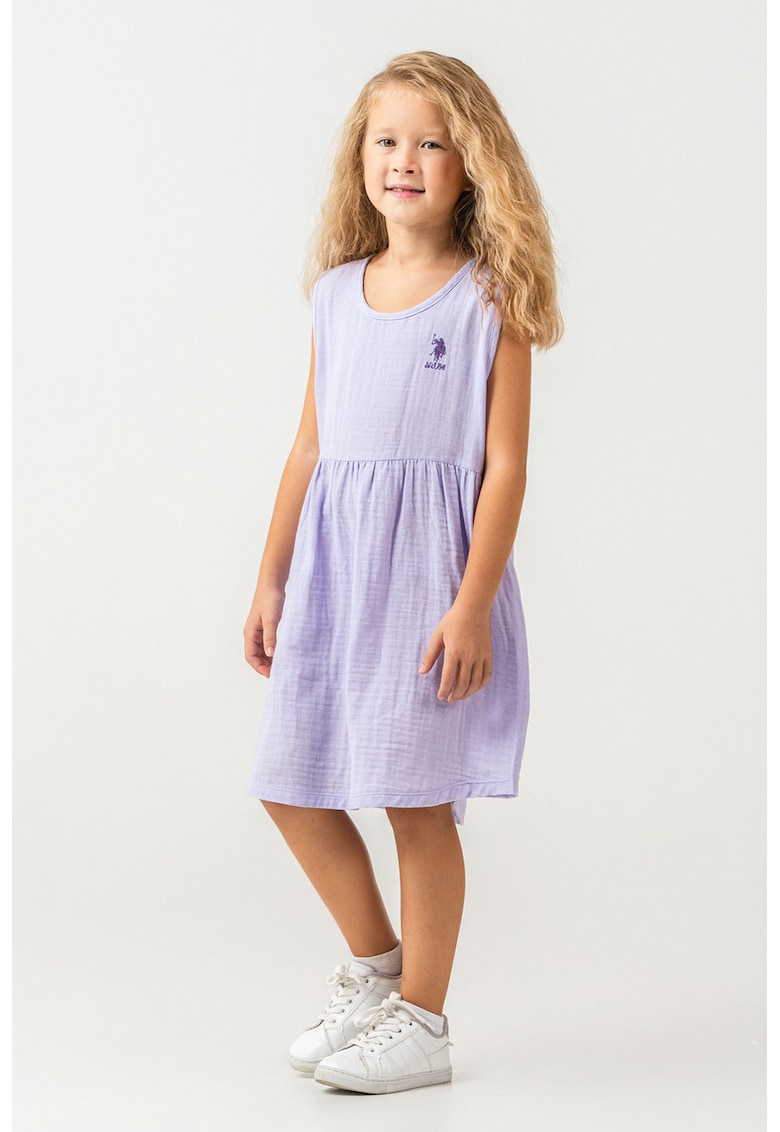 Rochie cu broderie logo discreta Muslin - Lila