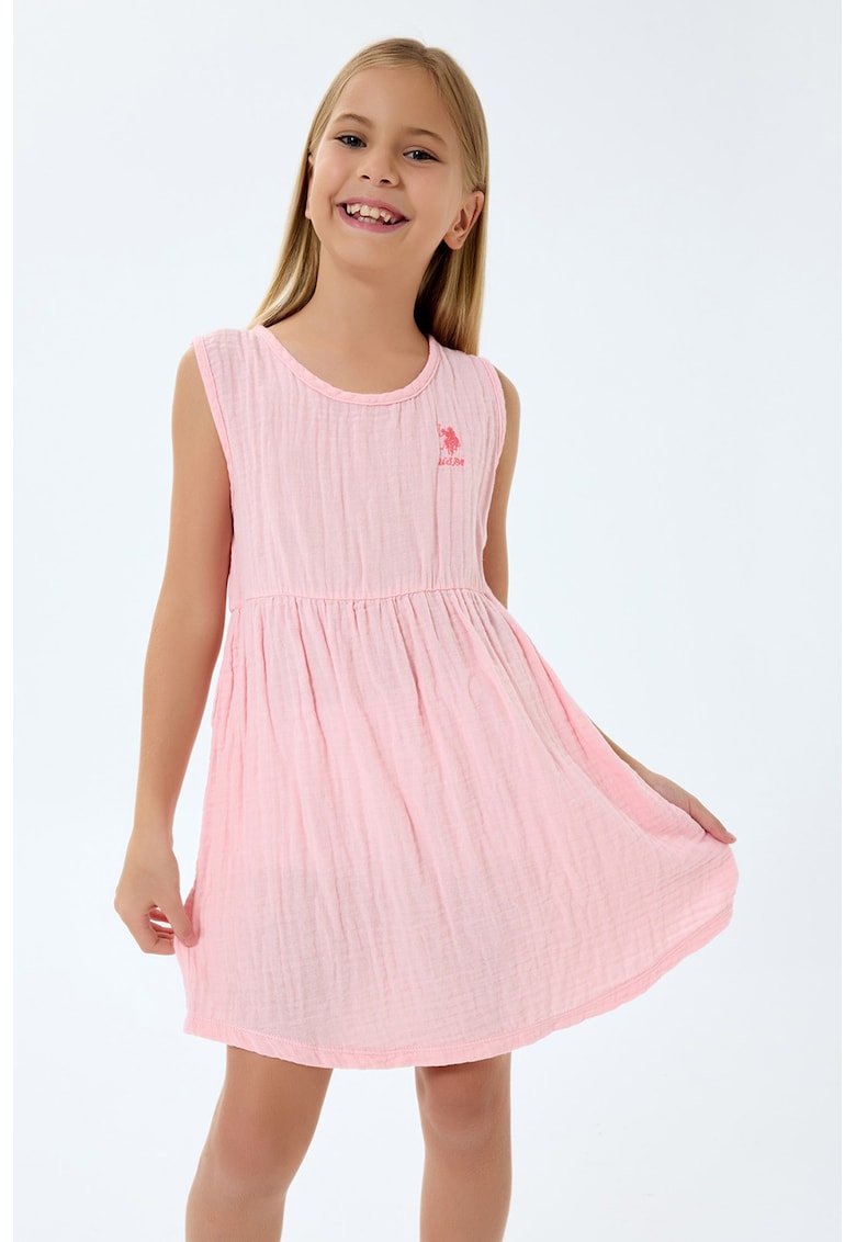 Rochie cu broderie logo discreta Muslin - Roz pastel