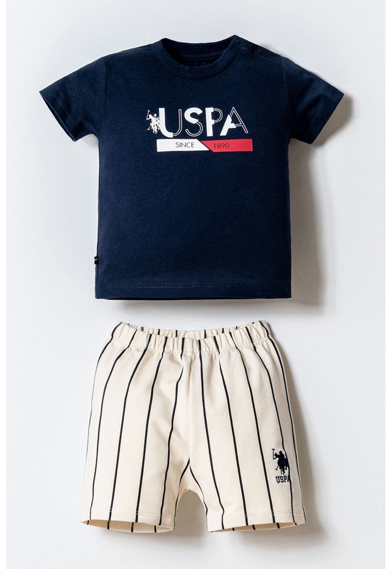 Set de tricou cu imprimeu si pantaloni scurti - 2 piese - Alb/Alb fildes/Albastru ultramarin